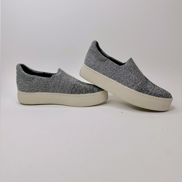 Vince Womens 8.5 Walsh Knit Platform Sneakers Shoes Grey Slip On Loafers Comfort - Picture 1 of 9